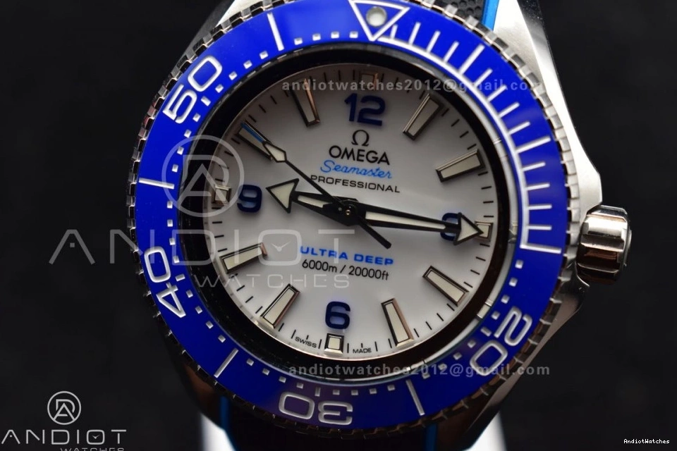 Ultra A 1078 Strap TF Edition Versatile SS 6000M Dial Best Black 1:1 on White Ceramic Deep Seamaster Rubber Bezel Blue 0113